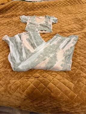 Altar'd State Sage Green Lace Two-Piece Dress